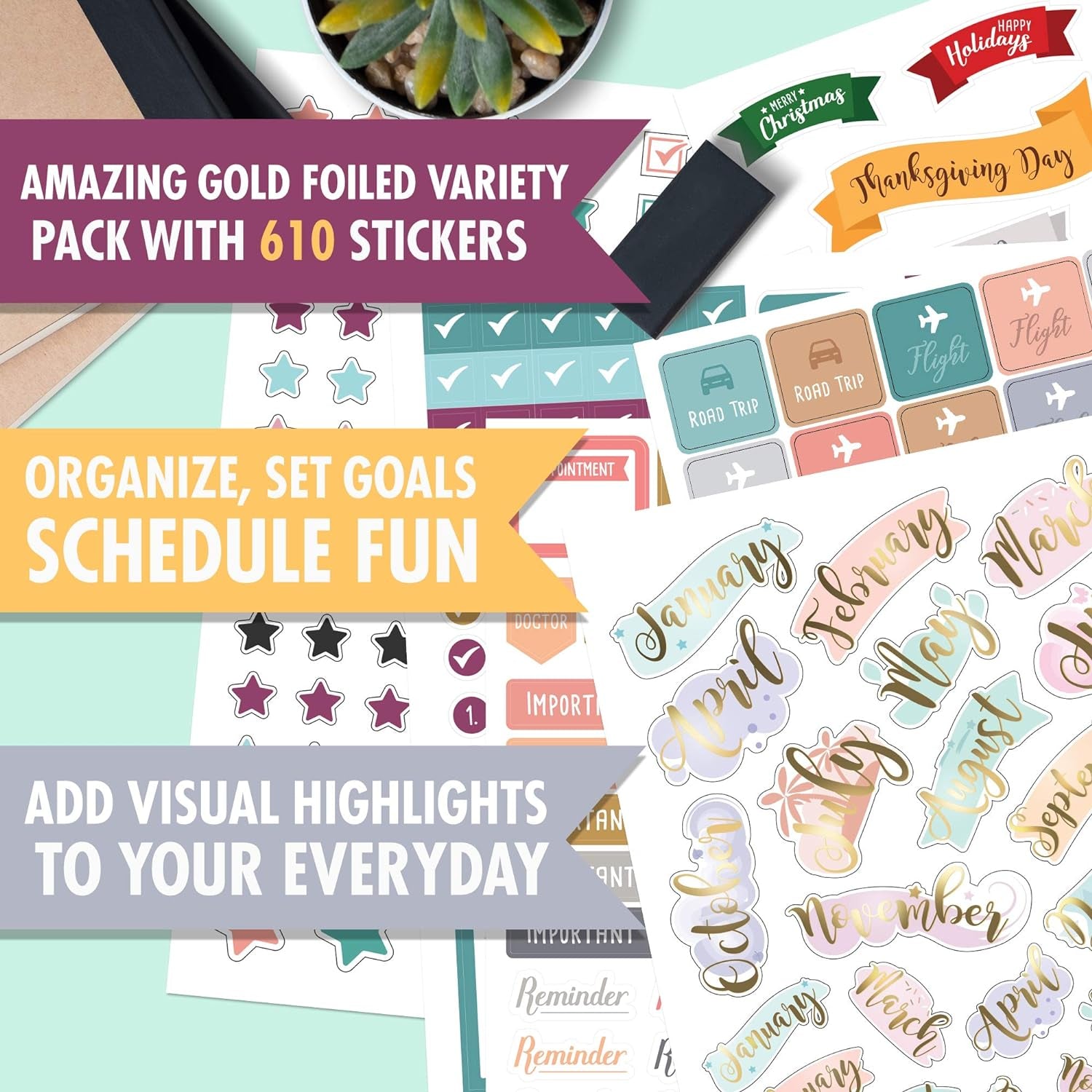 Easy to Use Stencil Set for Dotted Journals - Time Saving Planner Accessories/Supplies Kit Makes Creating Layouts Easy - Incl. Bullet Point Checklists, Daily/Weekly/Monthly Calendars