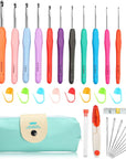 Crochet Hooks Set, 14 Size (2Mm-10Mm) Ergonomic Crochet Needle with Storage Case, Crochet Hooks for Arthritic Hands, Extra Long Knitting Needles (Blue)