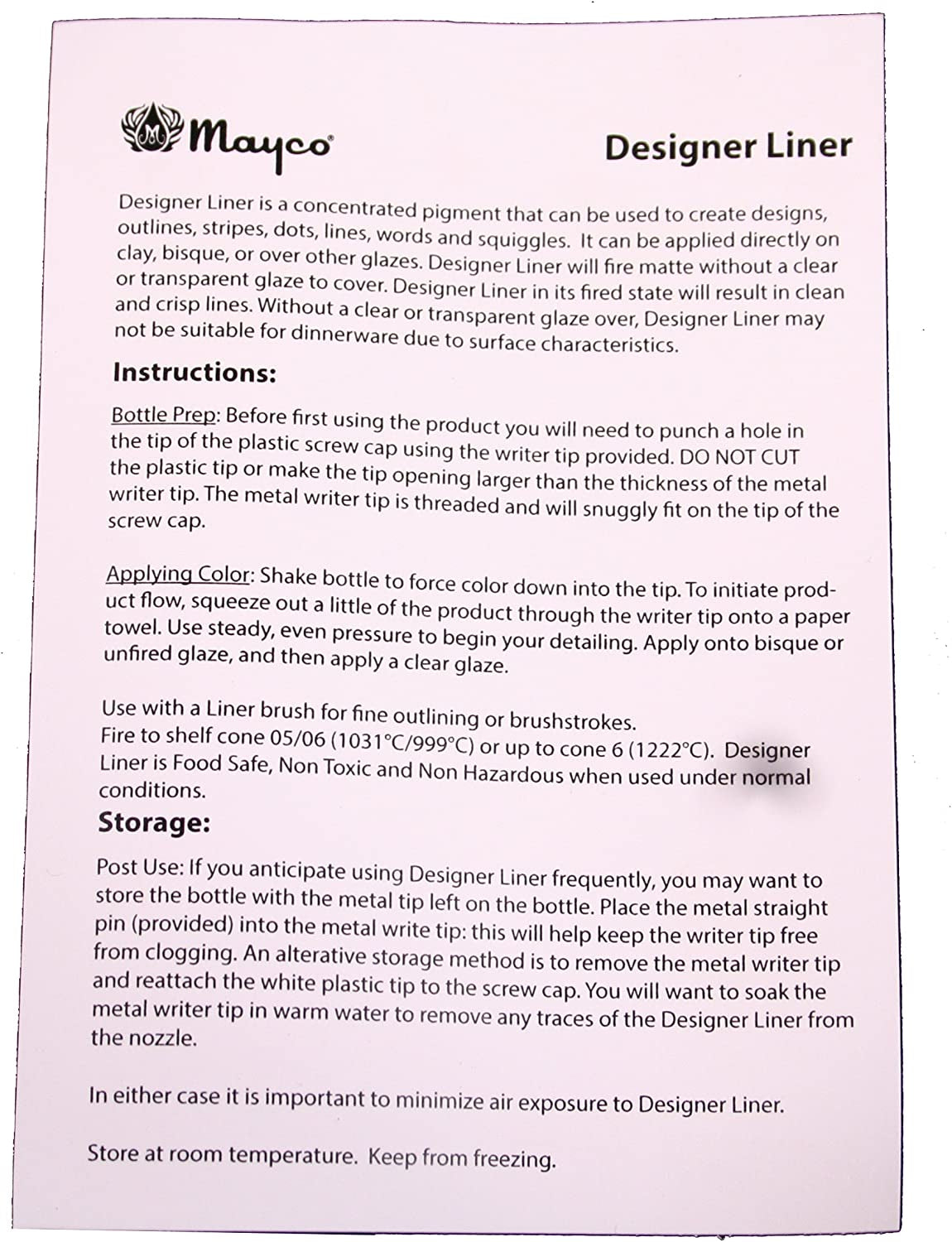 Designer Liner Ceramic Glaze Writers - 1.25 Ounce Each, Kit of All 10 Colors plus Free Instructional Booklet