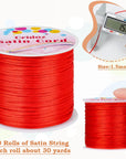 12 Rolls Nylon String for Bracelets, Satin Rattail Silk Cord Silky Beading String for Kumihimo, Braided Bracelets, Pendants Necklace, Macrame Craft, Keychains Lanyards, Jewelry Making