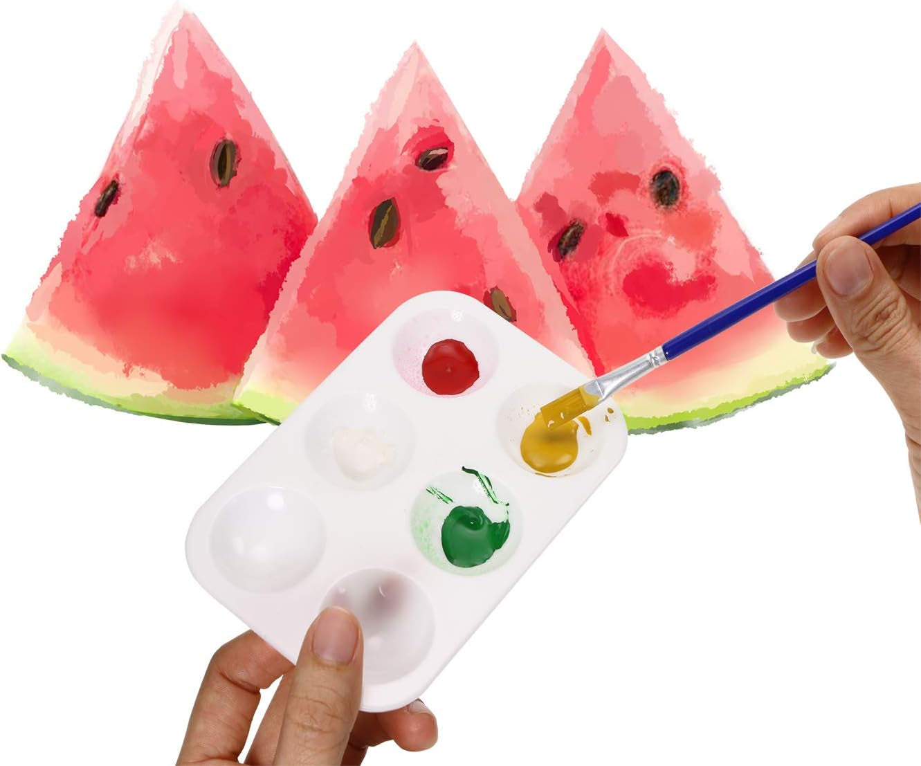 Art Paint Tray Palette 3Pcs 6 Well Plastic Rectangular Paint Tray for Watercolor Painting