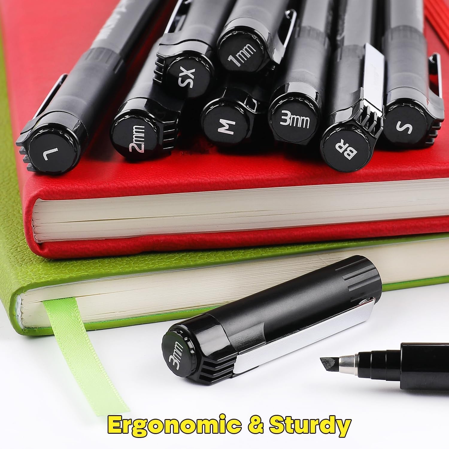 Hand Lettering Pens, Calligraphy Brush Pens Art Markers for Beginners Writing, Sketching, Drawing, Illustration, Scrapbooking, Journaling, Black Ink Pen Set, 8 Sizes