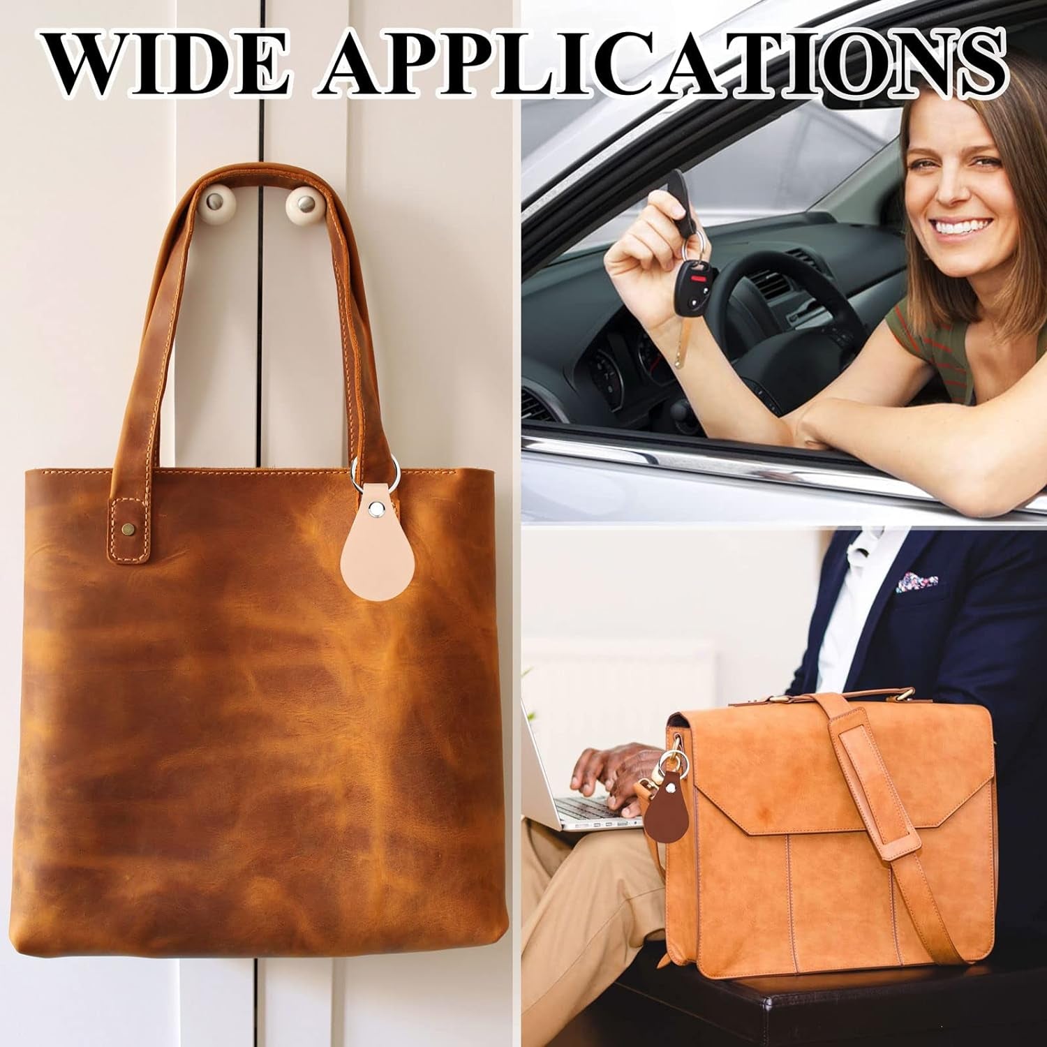 20 Pack Leather Key Fob Kit PU Leather Keychain Blanks with Key Rings and Rivets Key Chain Blanks for DIY Craft Laser Engraving Keychain Making Leather Working (5 Colors)