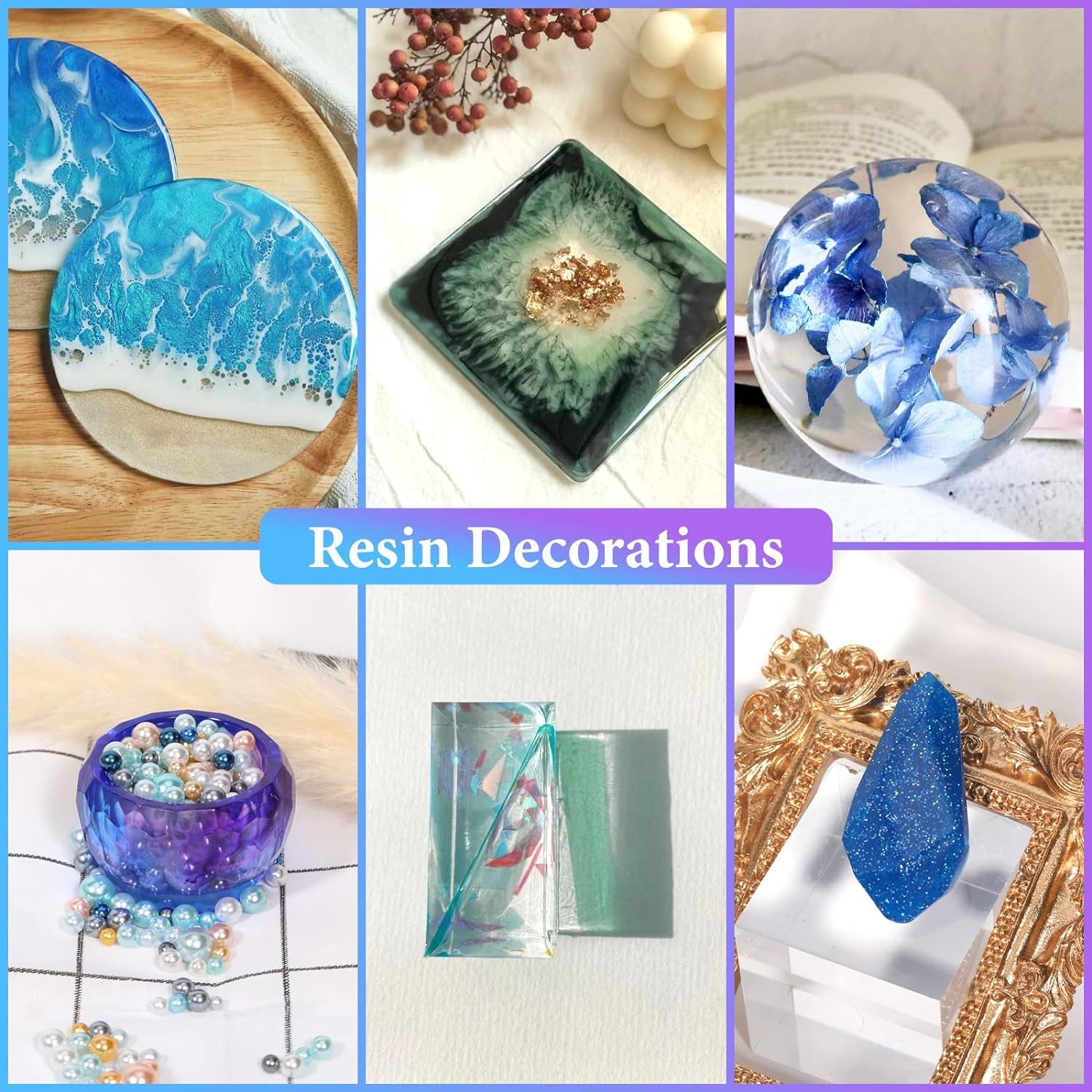 Resin Molds Kit 12PCS, Epoxy Resin Silicone Molds, Resin Mold Including Cube, Pen Container, Pyramid, Ashtray, Tray, Love, Round, Square, Ball, Flowerpot, Cuboid, Crystal