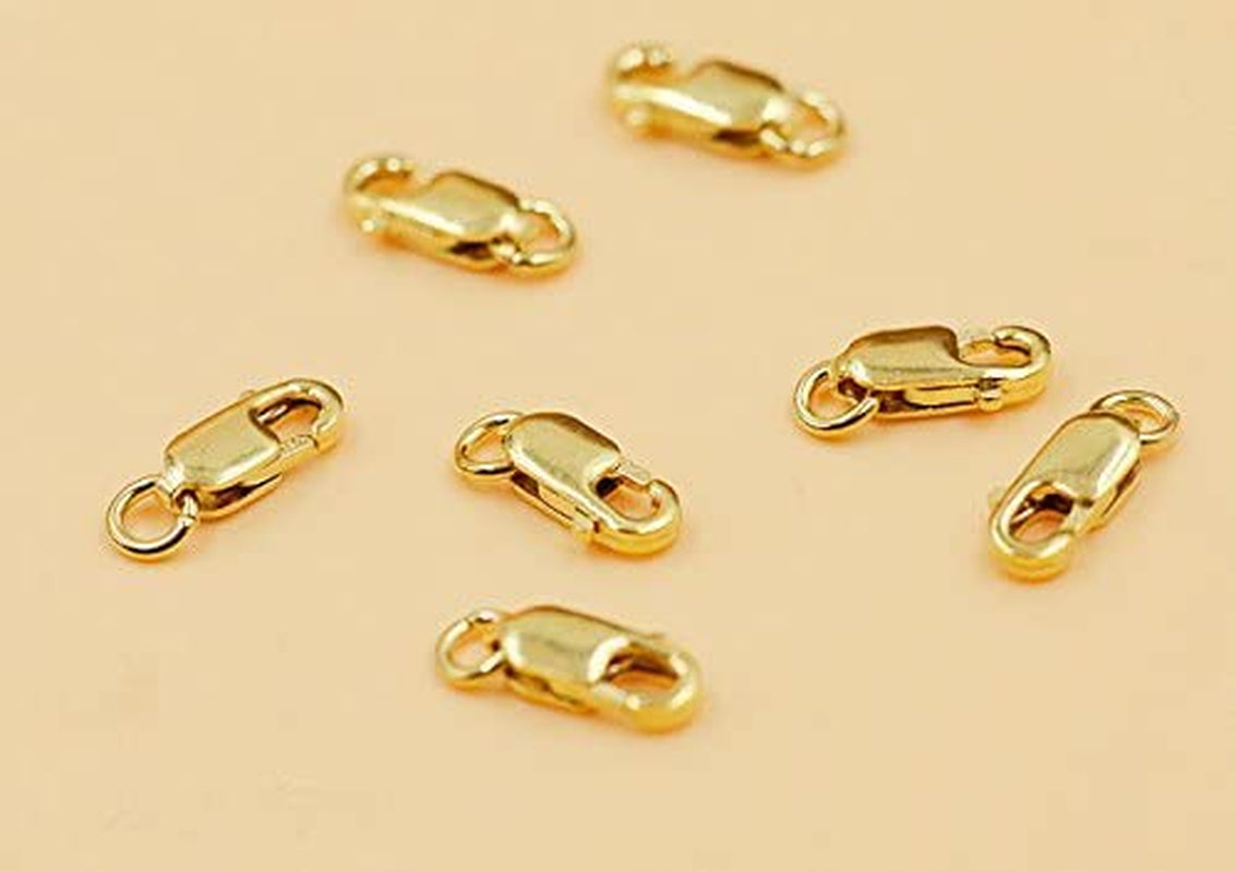 4Pcs/Set 14K Solid Yellow Gold Jewelry Lobster Clasp Bead Open Jump Ring (8Mmx3Mm)