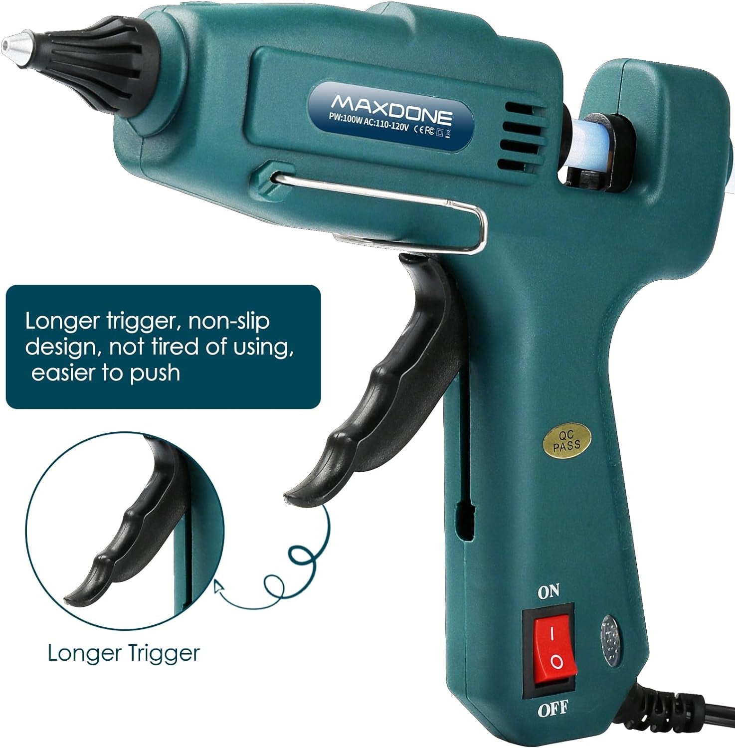 Hot Glue Gun Kit Glue Gun -  Craft Glue Gun Full Size(Not Mini) Glue Guns Heavy Duty Hot Glue Gun with 12Pcs Glue Sticks(0.43'' X 8") 100W for DIY Art