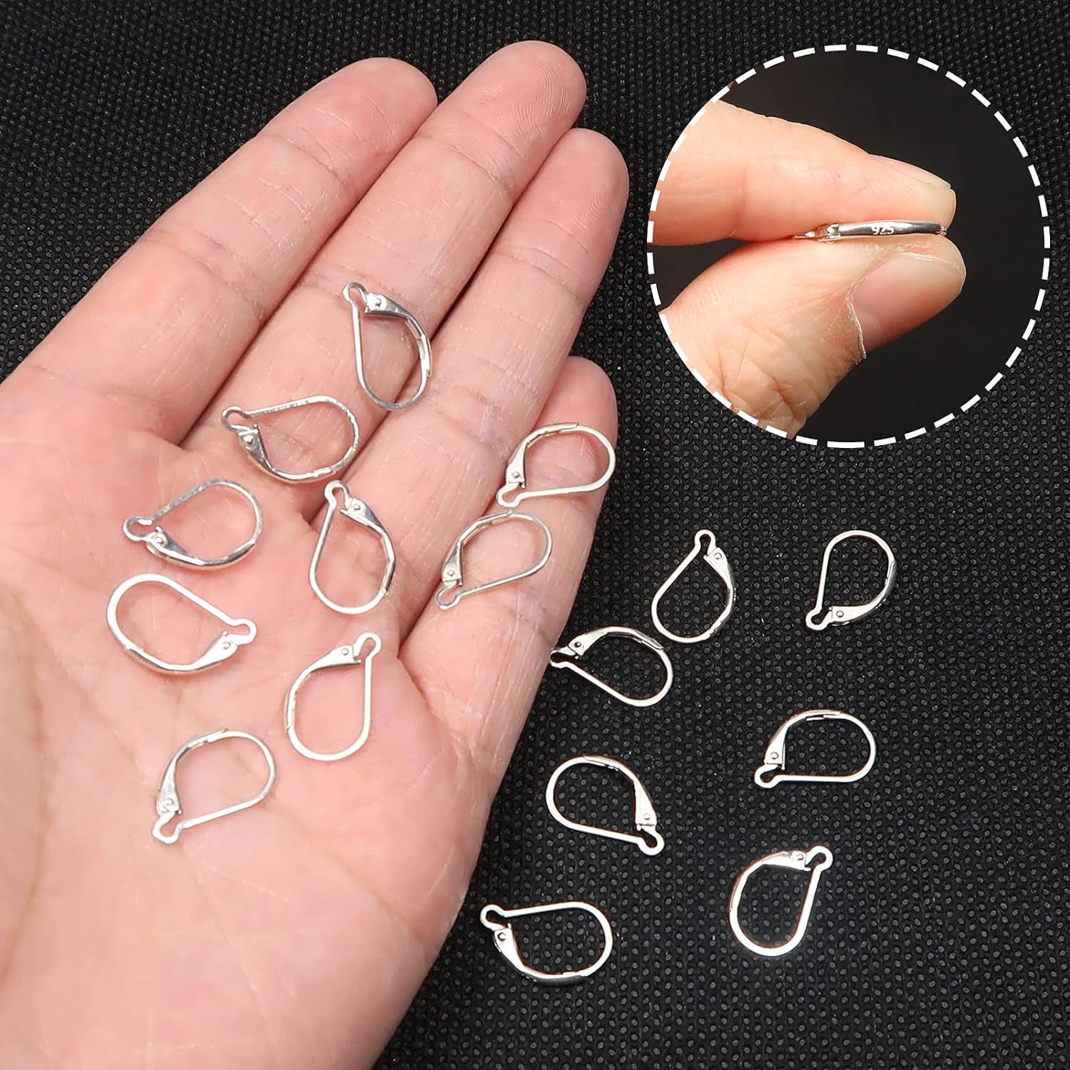 16Pcs 925 Sterling Silver Leverback Earring Hooks Hypoallergenic Interchangeable Dangle Ear Wire 10X16Mm Leverback Earring Findings for Jewelry Making
