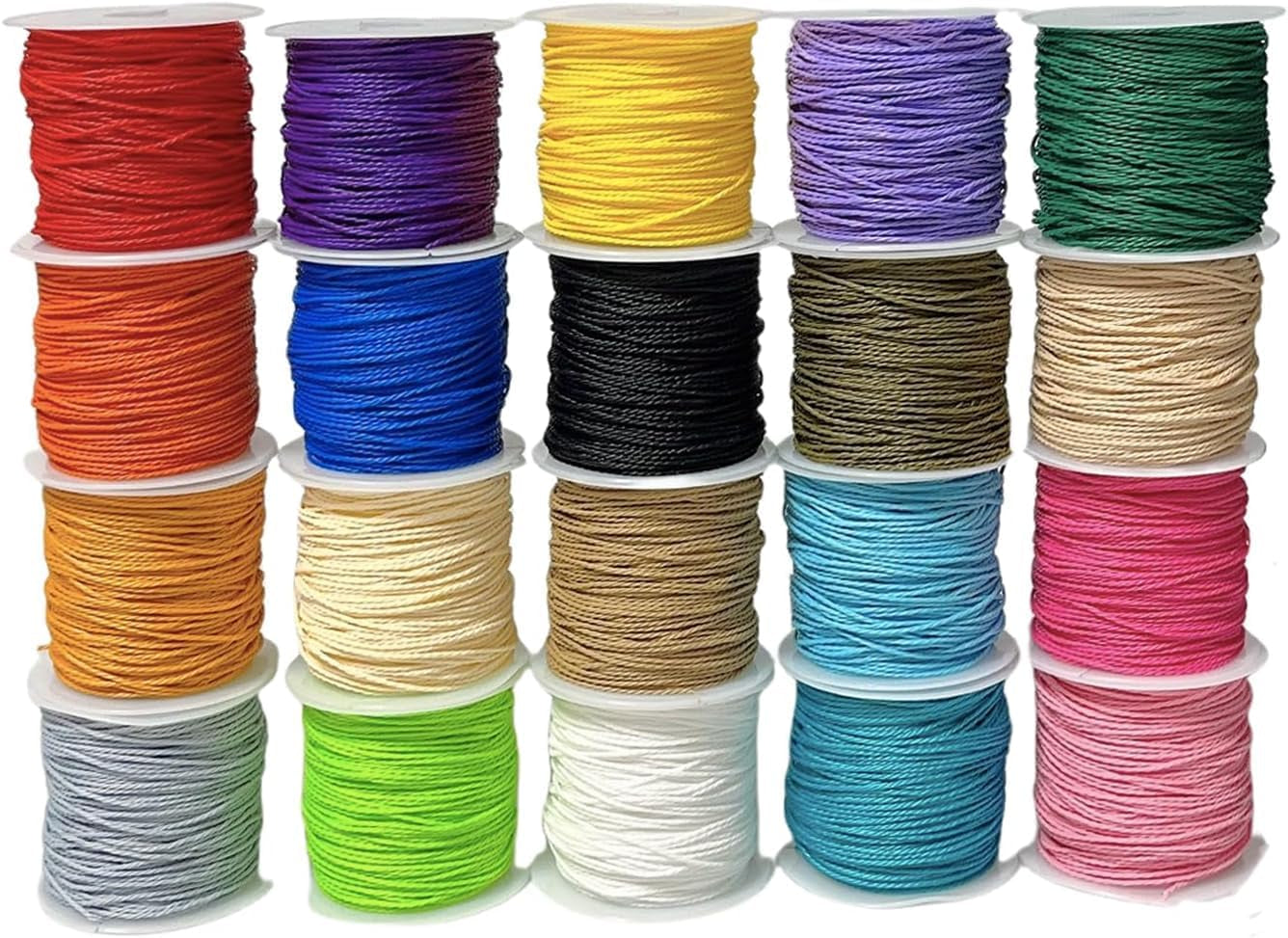 20 Colors Wax String for Bracelet Making, Waxed Thread Bracelet Cord, Waxed Polyester Cord Bracelet Rope for Jewelry Making, DIY Bracelets, Necklace Making and Macrame