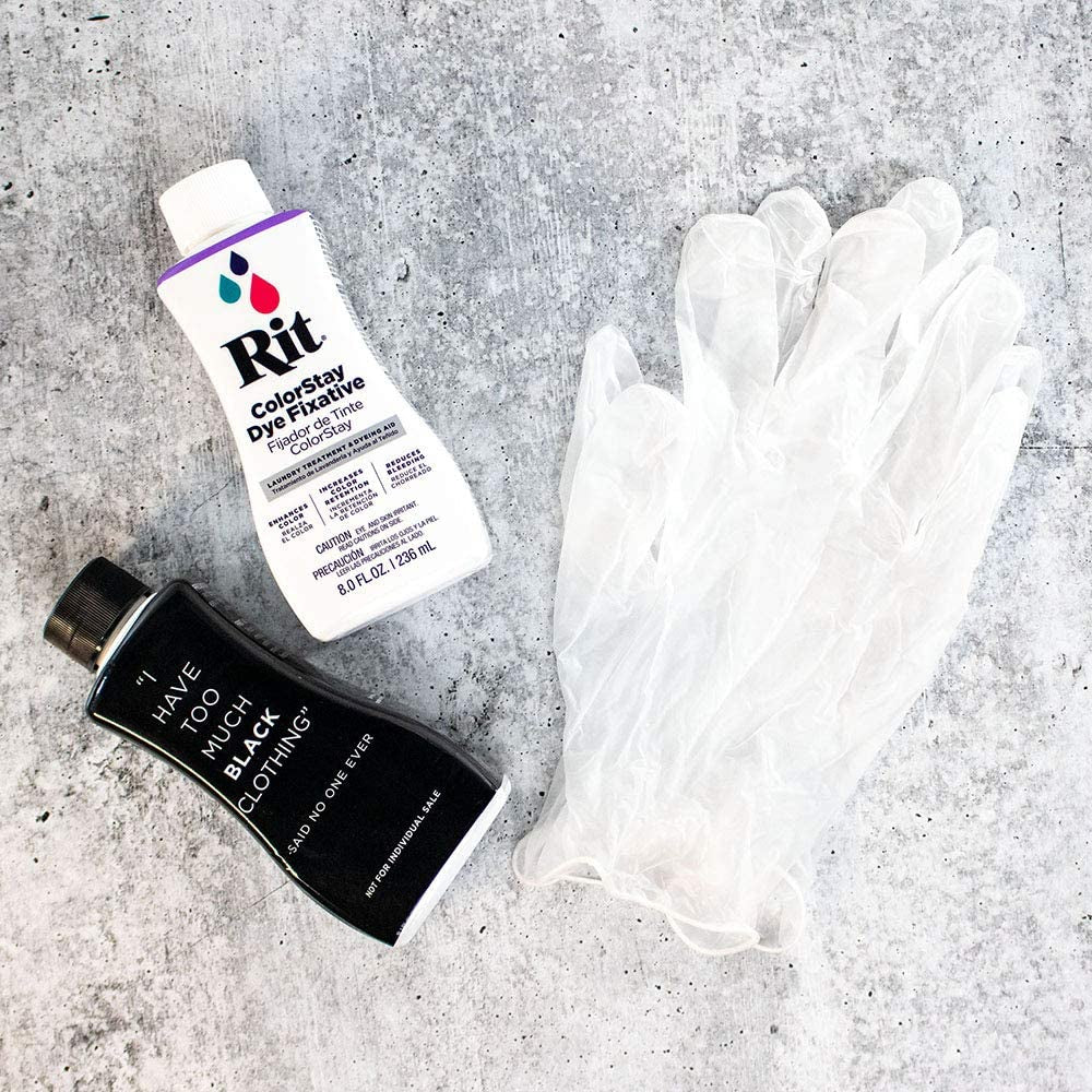 Rit Dye Back to Black Bundle – Includes Standard Back to Black Kit + 8 Oz. Black Rit Dye Liquid & Additional Plastic Gloves