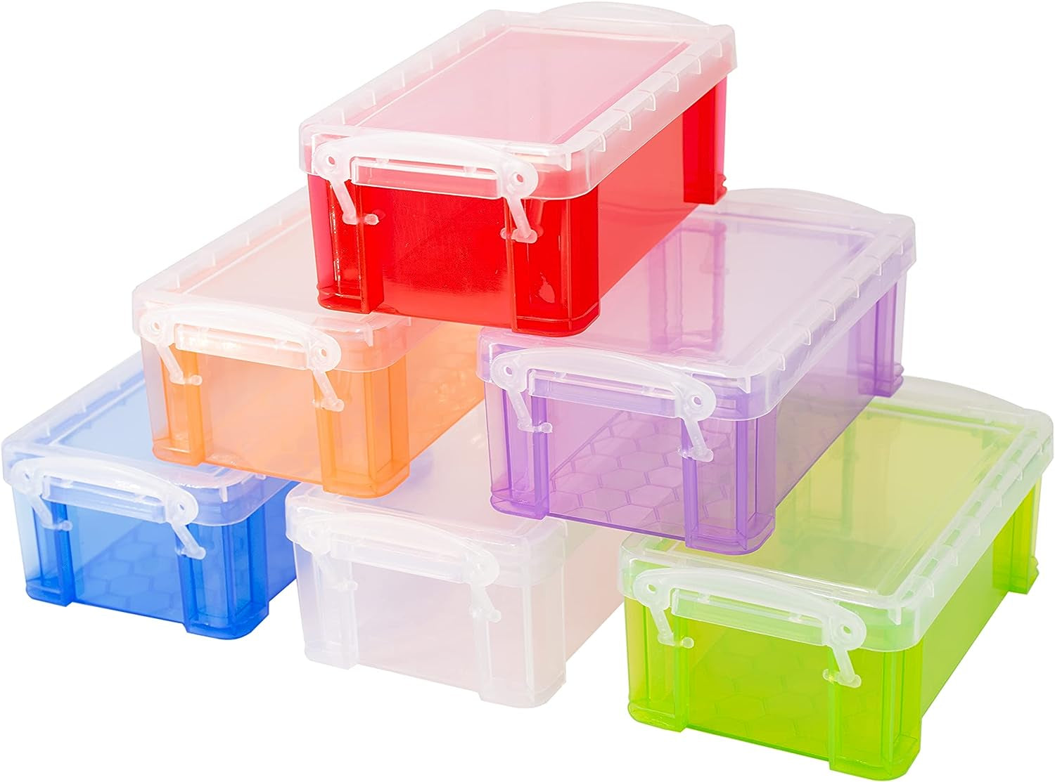 Small Plastic Box, 4.3" X 2.3" X 1.5" Stackable Mini Storage Box with Lid, Clear Organizer Container for Jewelry Beads Small Crafts Items Accessories - 6 Pack