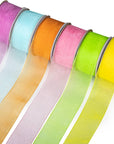 6 Spools Ribbon Sheer Chiffon Ribbon Gift Wrapping Ribbon Summer Ribbon Organza Ribbon for Crafts, 1 Inch Wide 60 Yards