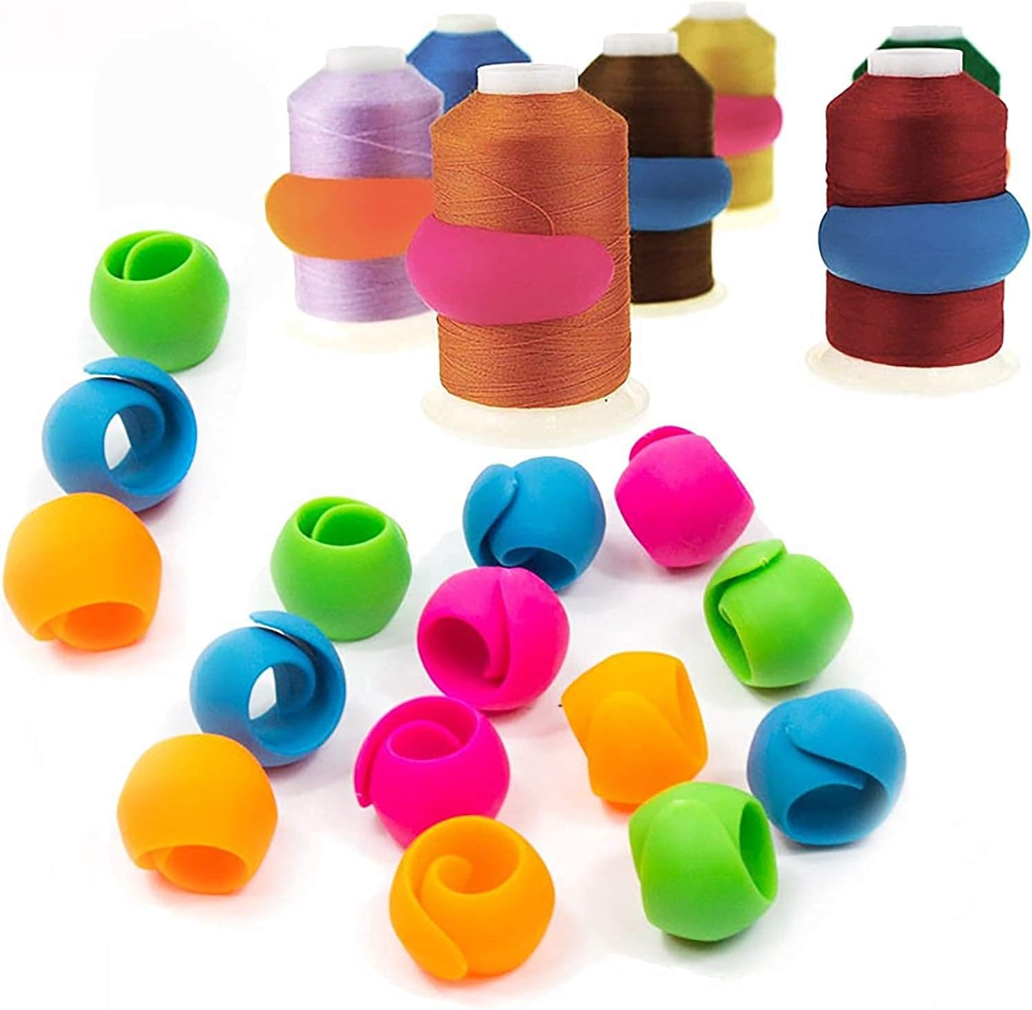 100 Pack Thread Spool Savers, Spool Huggers Thread Holder Organizer for Sewing Machine and Embroidery Machine, Prevent Thread Tails from Unwinding, No Loose Ends or Thread Tails