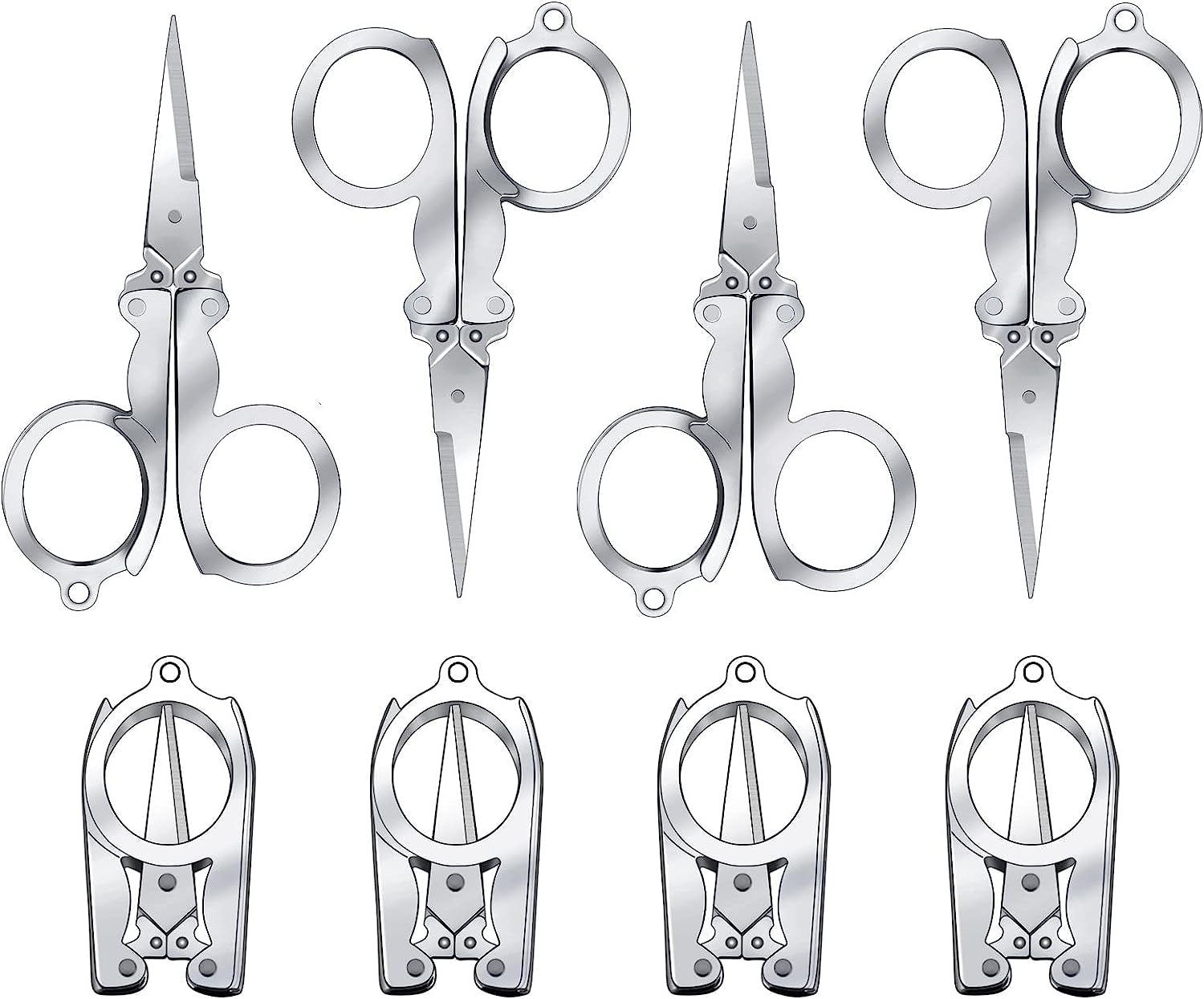 Folding Scissors, 4Pcs Stainless Steel Small Scissors Pocket Portable Foldable Travel Scissors Tiny Mini Craft Cutter