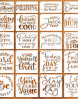 Word Stencils for Painting on Wood Sign Canvas Fabric, Reusable Welcome Farmhouse Burning Inspirational Art Craft Paint Stencil for Shirt Family Furniture Wall Card Making (20 Word 8In)