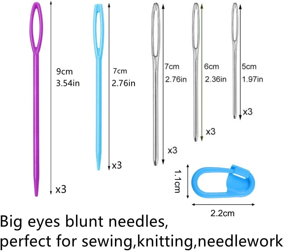 35Pcs Yarn Needle Tapestry Needles,Darning Needle Yarn Needles,Big Eye Blunt Knitting Needles with Stitch Markers for Knitting Crocheting