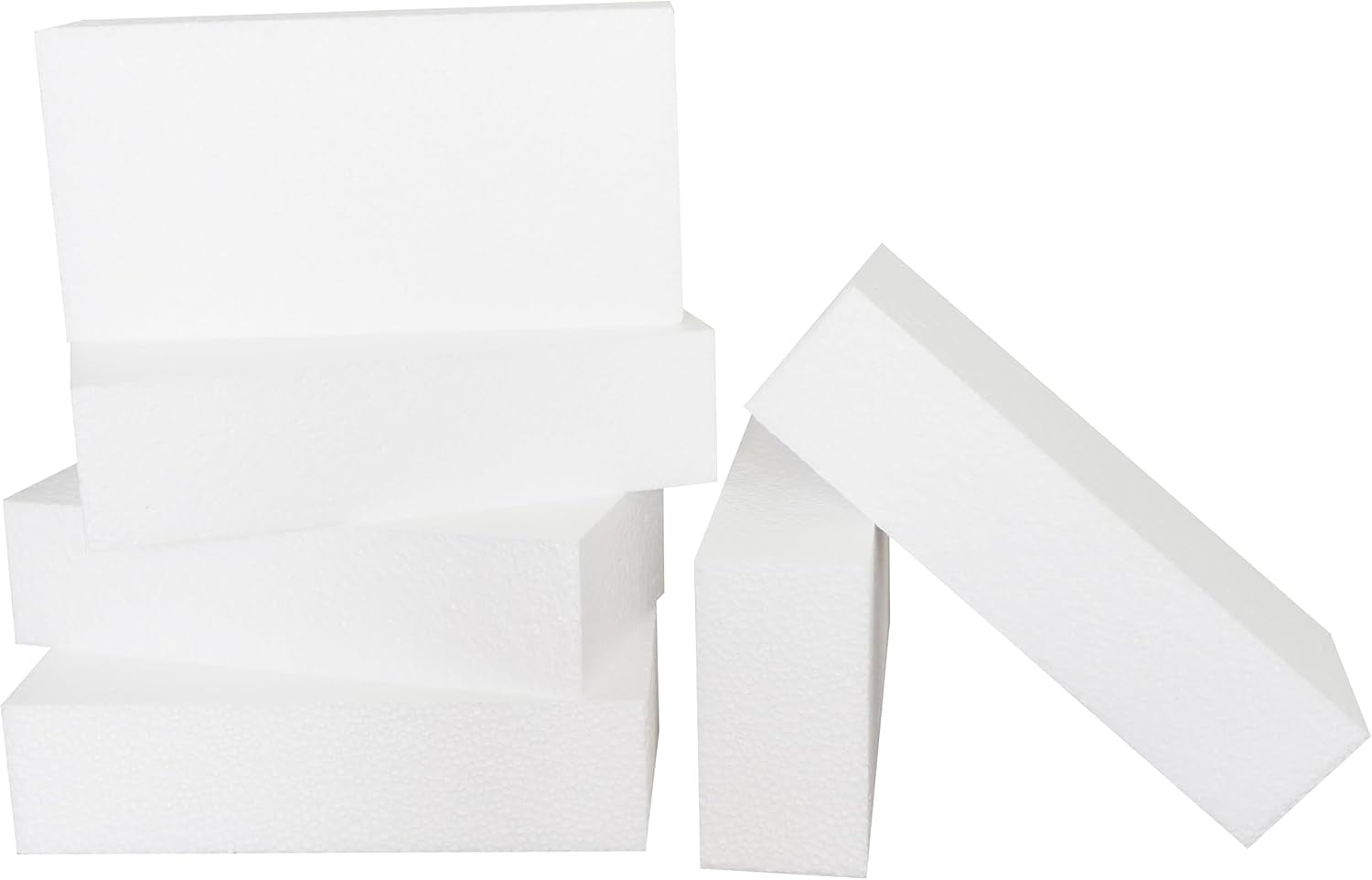 DNB Craft Foam Blocks - 6PCS 8X4X2 Inch Rectangle EPS Polystyrene White Foam Bricks - Crafts and Arts Supplies