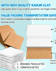 Strong Packaging! 60 PCS Square Unglazed Ceramic Tiles for Crafts Coasters with 60 PCS 2Mm Self Adhesive Cork Squares,White Tiles 4X4 for Crafts Ceramic