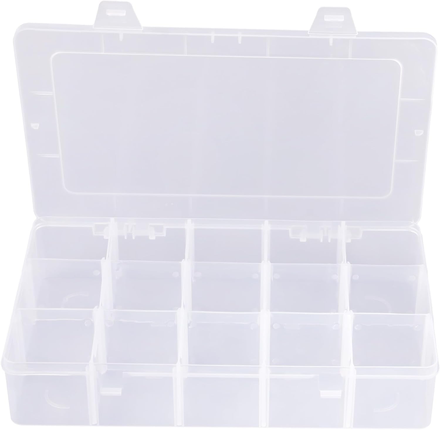 Tackle Box Organizer Plastic Organizer Box with Dividers Bead Organizer Box Container Clear Snackle Box Container Large 15 Grid Box Organizer