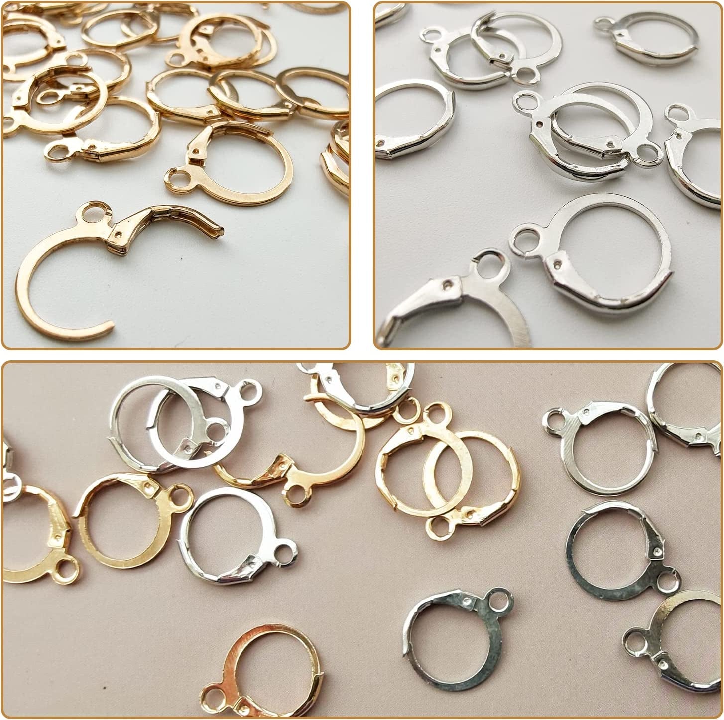 200PCS Hypoallergenic French Earring Hooks Leverback Earwires round Earring Hooks Earring Supplies Findings Ear Wire with Open Loop for Earring Designs Jewelry Making Findings