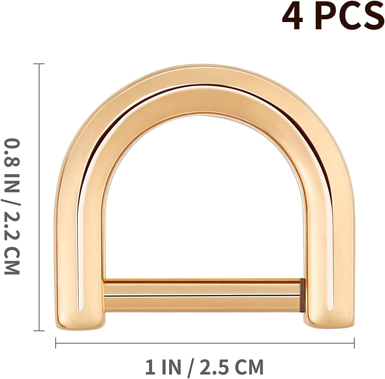 D-Rings Screw in Shackle Horseshoe U Shape D Ring DIY Leather Craft Purse Keychain Accessories for Strap 2Cm (Gold)