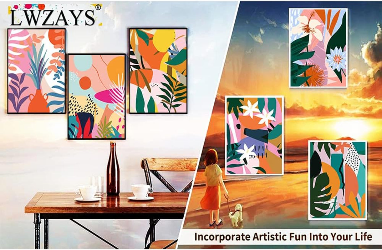 6 Pack Paint by Numbers for Adults - DIY Acrylic Painting Paint by Numbers Kits on Canvas without Frame, Simple Flower Oil Painting for Home Wall Decor 9.8X13.8Inch(25X35Cm)