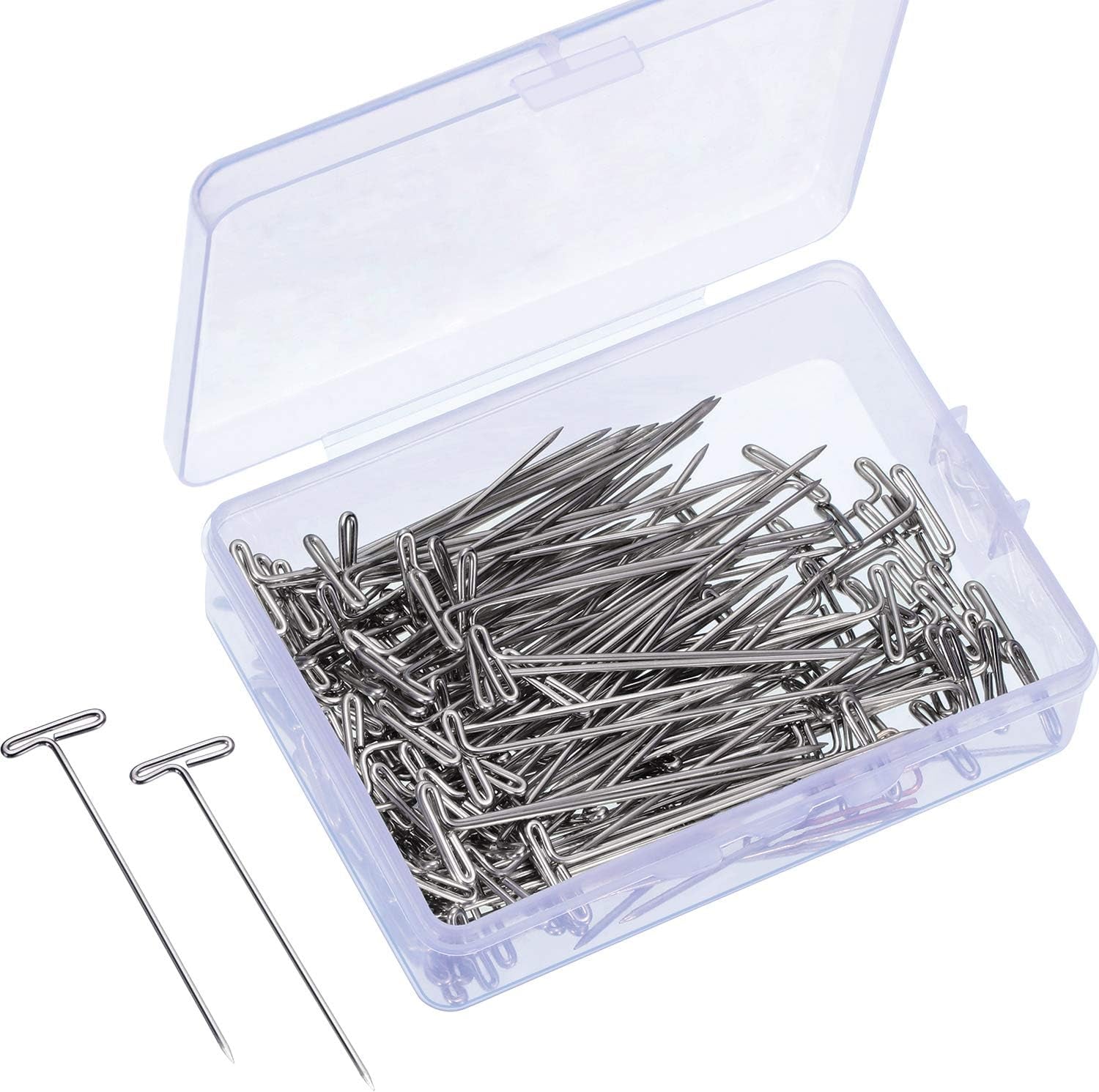 Steel T-Pins for Blocking Knitting, Modelling and Crafts 150 Pieces (2 Inch, 1-1/2 Inch, 1-1/4 Inch)