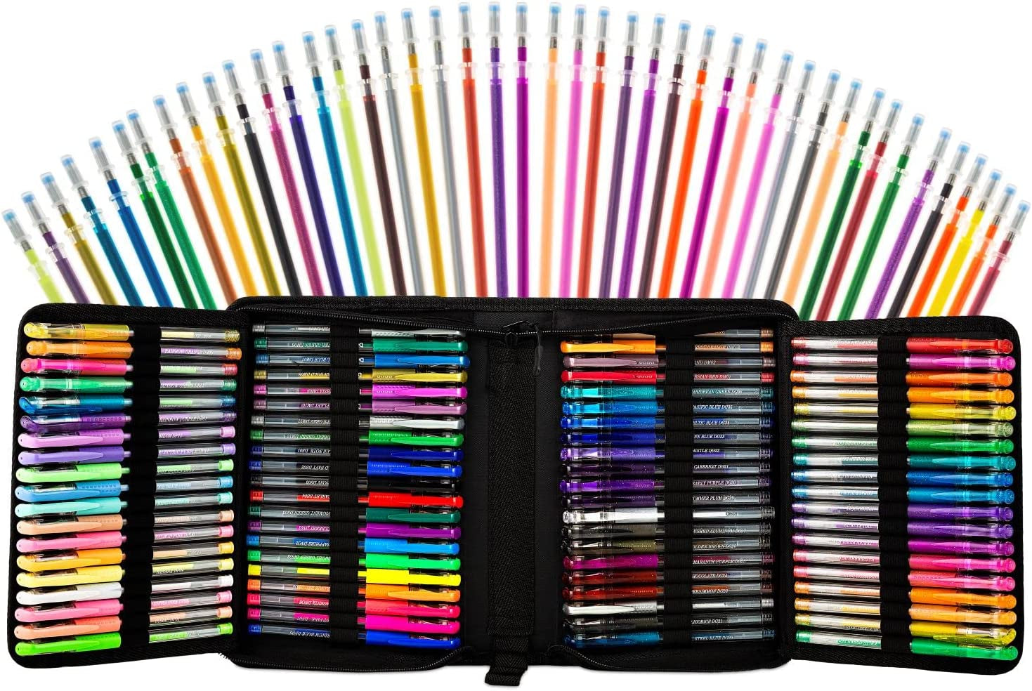 96 Color Artist Gel Pen Set, Includes 24 Glitter Gel Pens 12 Metallic, 6 Pastel,6 Neon, plus 48 Matching Color Refills, More Ink Largest Non-Toxic Art Neon Pen for Adults Coloring Books Craft Doodling Drawing