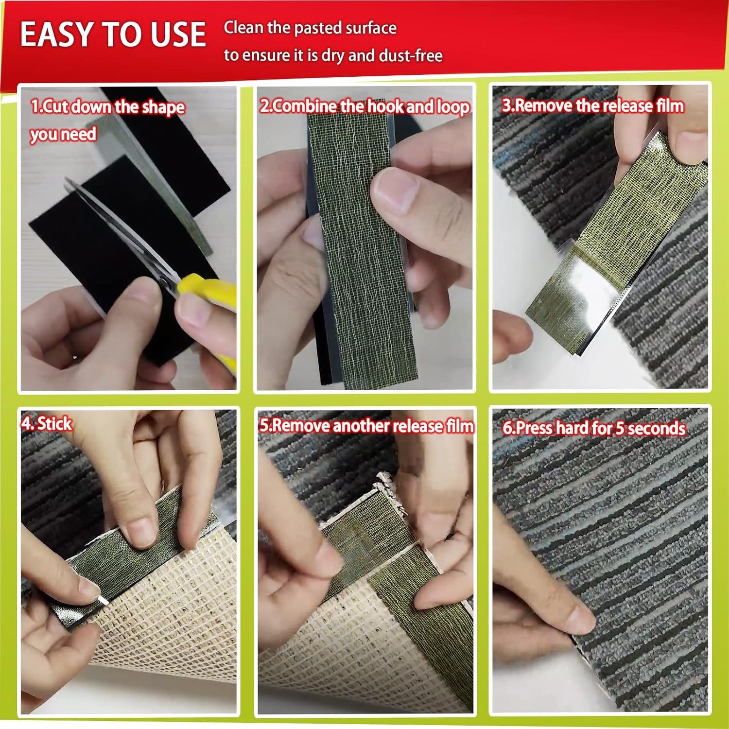 72 Sets Hook and Loop Tape for Remote, Picture, Curtain,Office School Organization,Double-Sided Tape for Couch Cushions, Rugs, Mattress,Various Shapes,Usage