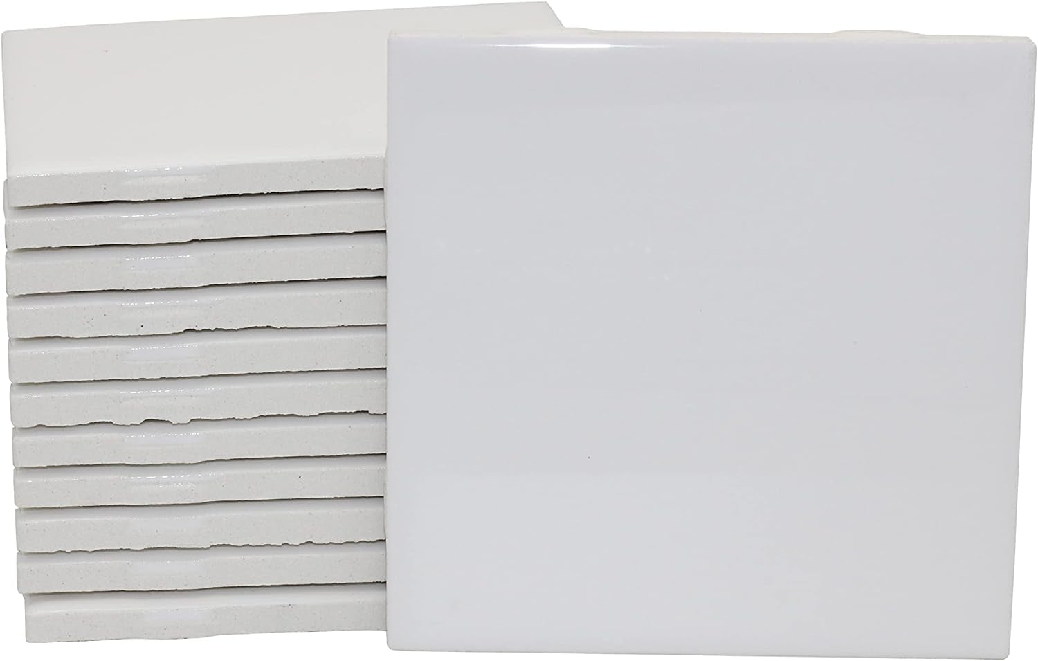 12 Pack of Glossy White Glazed Ceramic Tiles for Alcohol Ink Painting, Decorating, Arts & Crafts, 4.25 X 4.25 Inch Square, Ready-To-Paint Ceramics