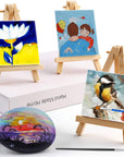 Mini Canvas and Easel,  47 Pieces Mini Canvas Painting Set Includes 4X4 Inches Primed Canvas, Mini Easel, Acrylic Paint, Paintbrushes and Palette for Kids Artists Art Party