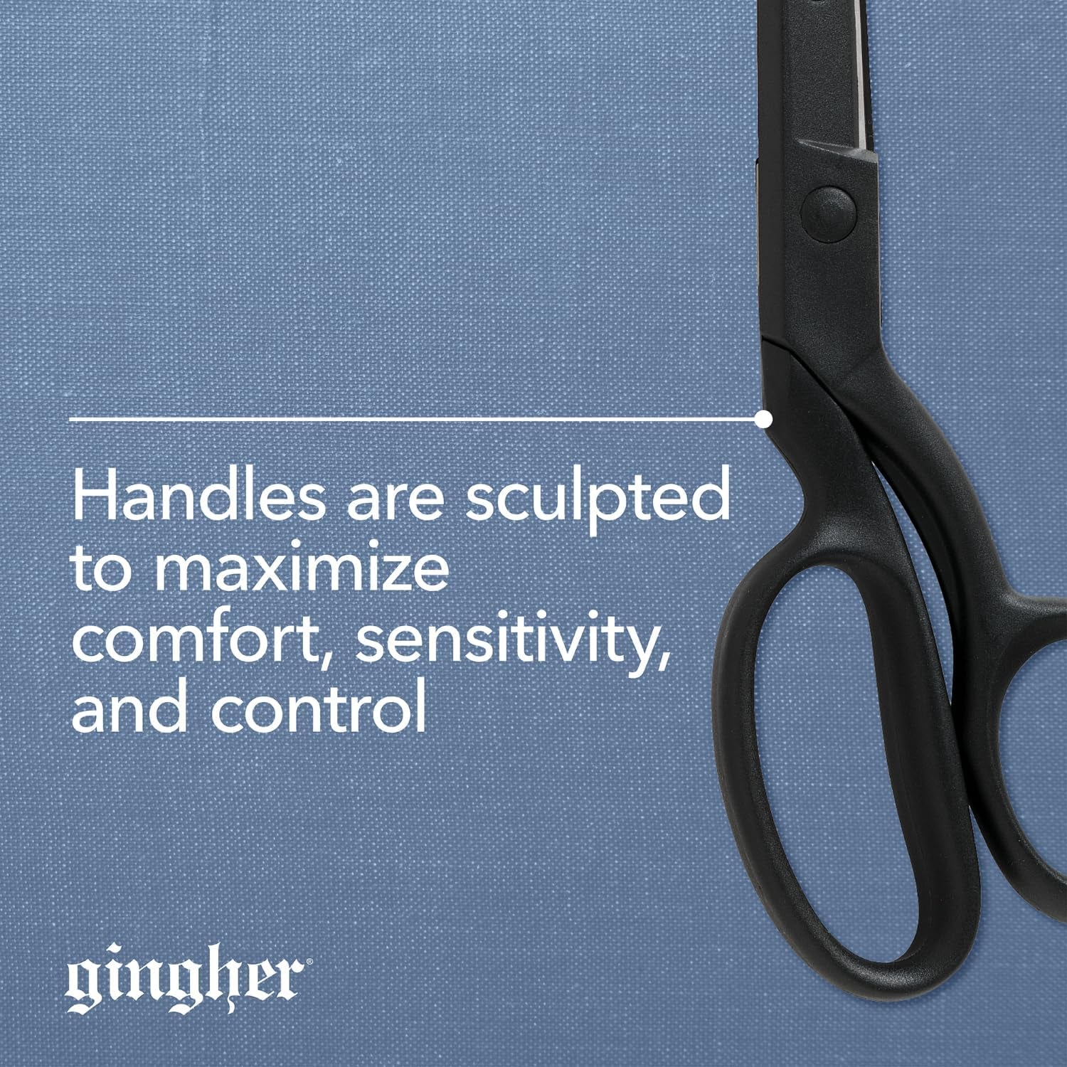 Featherweight Bent Handle Scissors - 8" Stainless Steel Shears - Sharp Fabric Scissors - Black