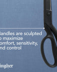 Featherweight Bent Handle Scissors - 8" Stainless Steel Shears - Sharp Fabric Scissors - Black