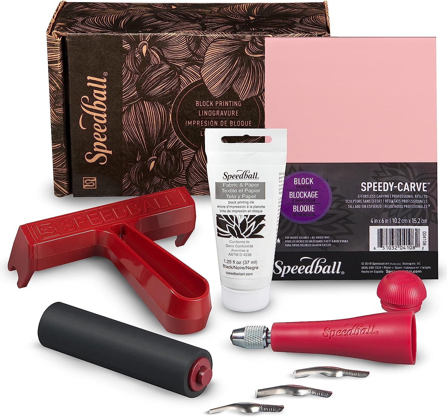Super Value Block Printing Starter Kit – Includes Ink, Brayer, Lino Handle and Cutters, Speedy-Carve