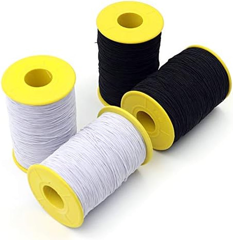 (2 Rolls) White and Black Elastic Thread 547 Yard Package 0.5Mm Thickness