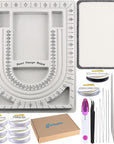 Bead Design Board with Beading Mat Kit, Grey Flocked, All-In-One Jewelry String Beading Needles Jewelry Organizer Tray for Creating Bracelets, Necklaces and Other Jewelry Making Craft