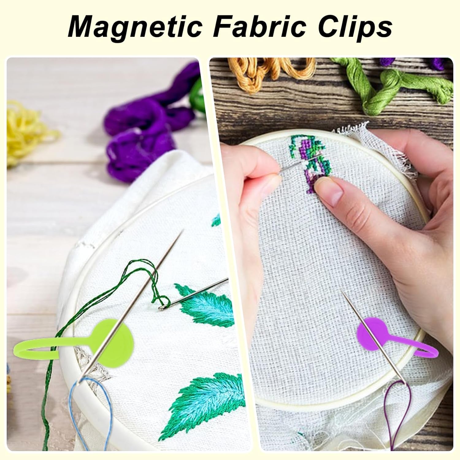 22 Pcs Fabric Huggers and Magnetic Fabric Clips for Cross Stitch, Silicone Thread Spool Huggers and Needle Minder Magnet for Embroidery and Quilting, Cross Stitch Supplies and Accessories