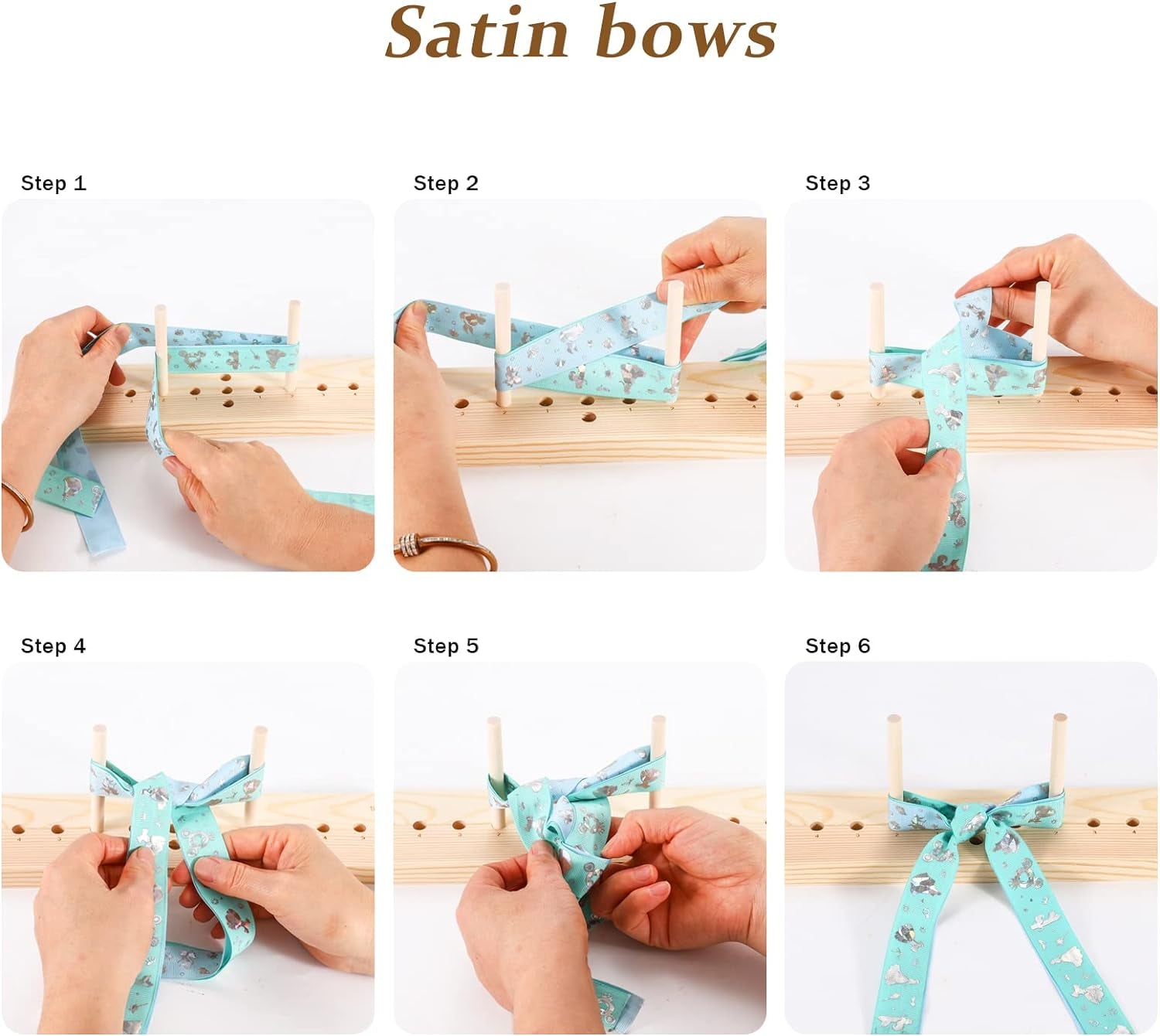 Bow Maker for Ribbon for Wreaths, Wooden Ribbon Bow Maker Tool for Christmas Bows, Hair Bows, Creating Gift Bows, Party Decorations, Corsages, Various Crafts(With Instructions)