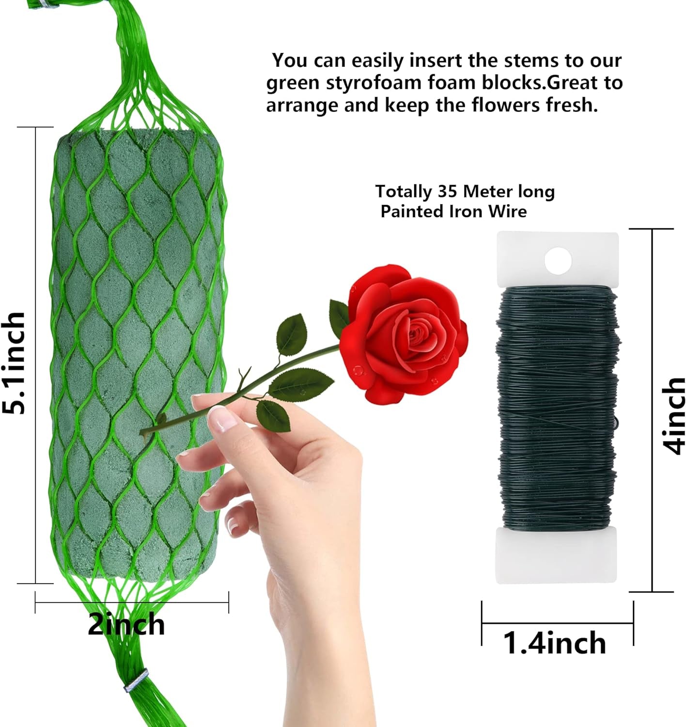 14 Piece Floral Foam Garland for Flowers,9.2Ft Flower Sponge Blocks Kit,Absorption Flower Holder Arch Door,Floral Craft Dry Foam Bricks,Green Floral Foam Arrangement for Home Wedding Garden