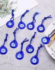 20 Pieces Turkish Blue Evil Eye Beads Charms Pendants Crafting Glass Beads Wall Hanging Ornament with Ropes for Jewelry Accessories Home Craft Decoration (Waterdrop)