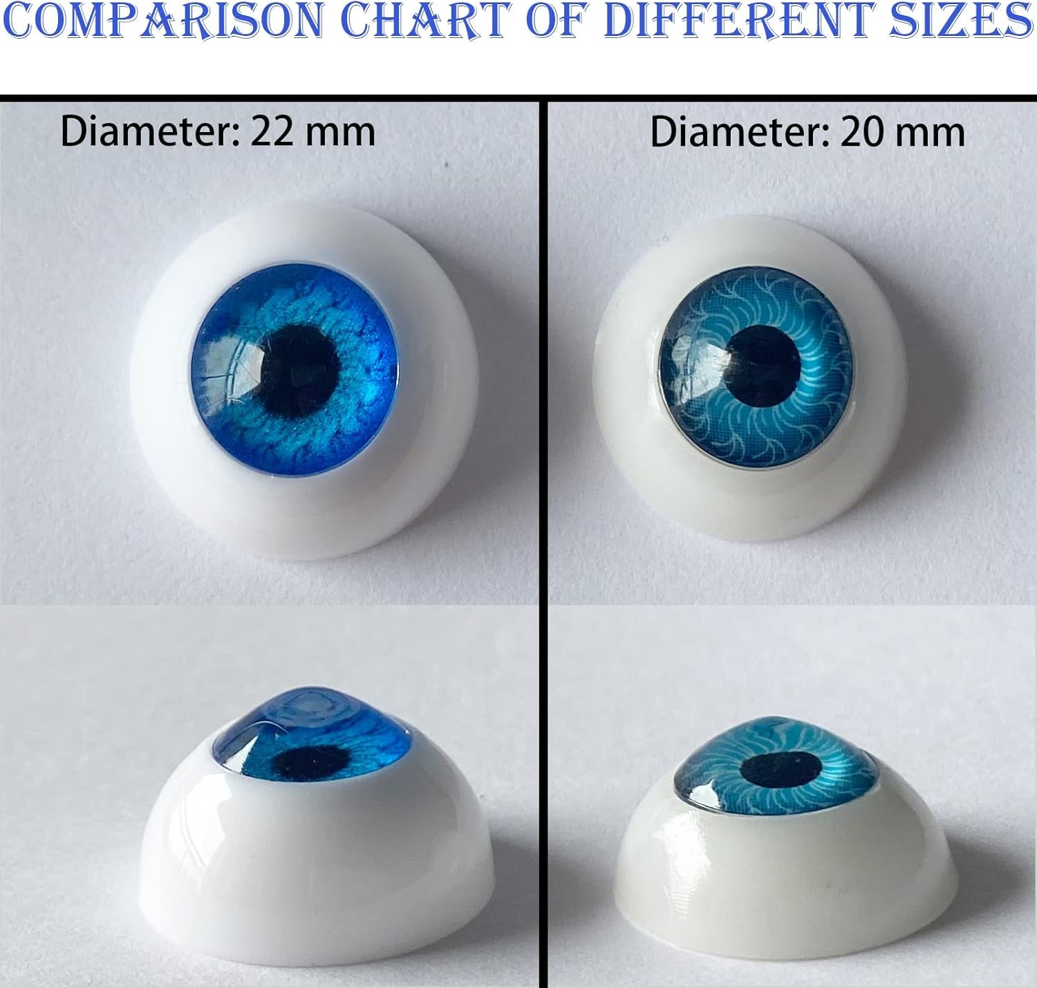 8 Pairs of 4 Colors 22Mm Half round Realistic Acrylic Eyes for Halloween Props, Masks, Dolls or Bears Craft Plastic Eyeballs (20Mm)