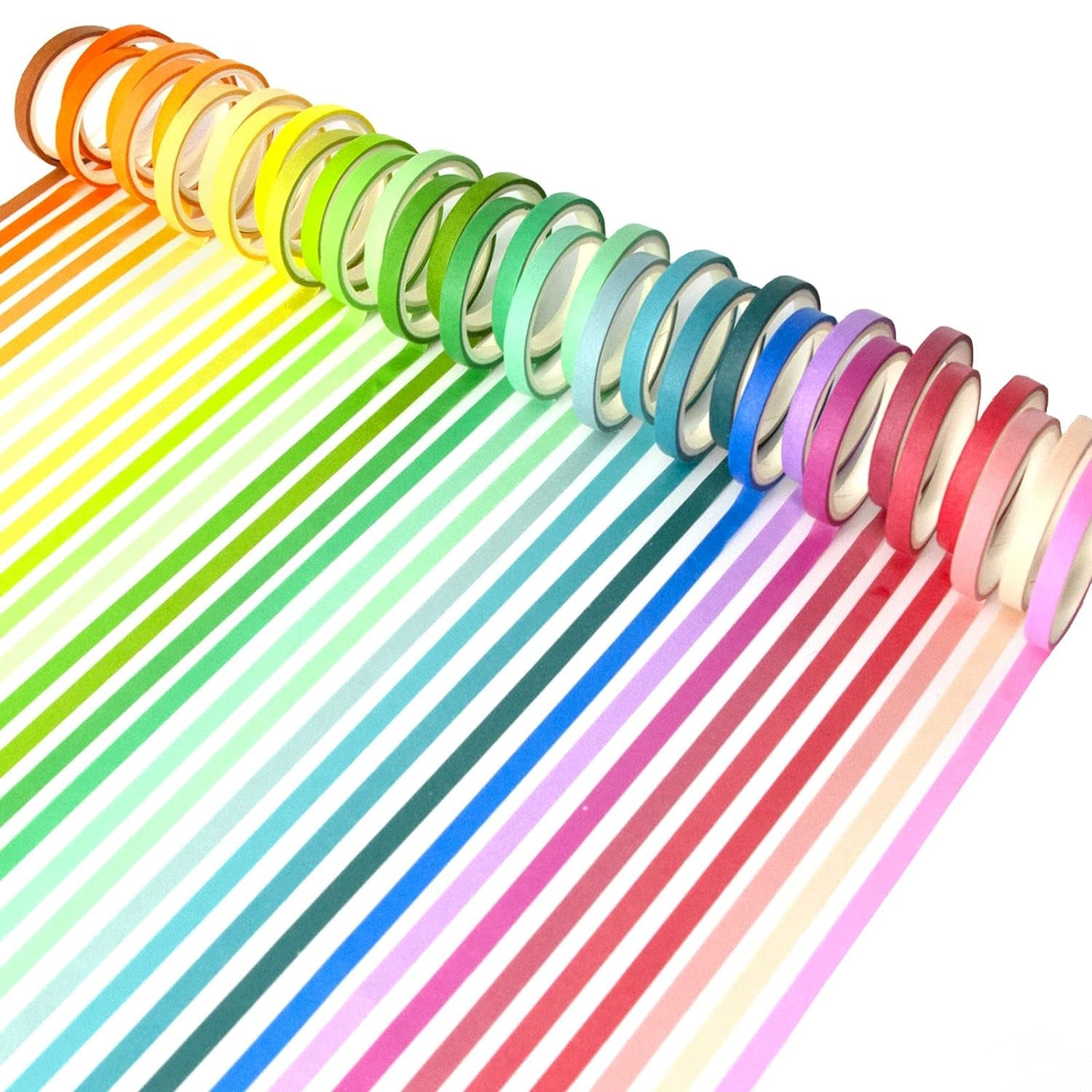 3 Sizes 60 Rolls Washi Tape Set - Colored Rainbow Decorative Masking Tape, Scrapbook DIY Crafts Gift Wrapping Planners, 5Mm/10Mm/15Mm