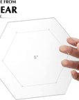 6 Pieces Hexagon Quilting Templates 1 Inch, 1.5 Inch, 2 Inch, 3 Inch, 4 Inch, 5 Inch with 1/4 Inch Seam Allowance, Acrylic Quilting Templates for DIY Quilting Sewing Crafts