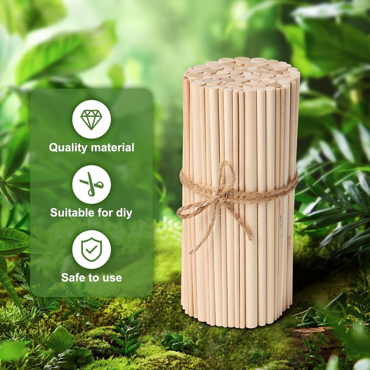 100 Pieces Wooden Dowel Rods Assorted Sizes Wooden Dowels 1/8, 3/16, 1/4, 5/16, 3/8 X 6 Inch Wood Craft Dowel Rods for Crafts and DIY