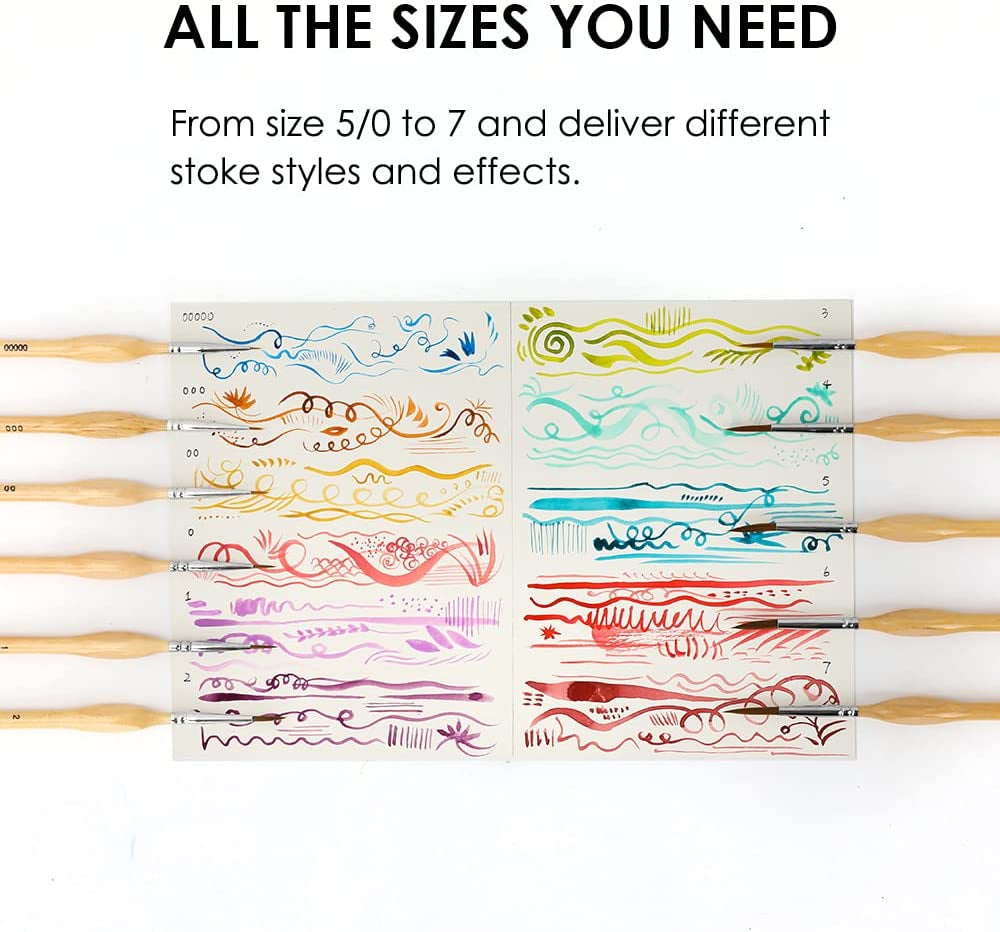 Paint Brush Set, Miniature Detail, 11 Pcs for Oil, Acrylic, Watercolor and Gouache, Nylon Hair Paint Brush with Natural Wood Handle, Great for Beginners and Professionals