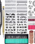 108 Pcs Engraving Tool Kit, Multi-Functional Electric Corded Micro Engraver Etching Pen DIY Rotary Tool for Jewelry Glass Wood Metal Plastic with Scriber, 82 Accessories and 24 Stencils - Black