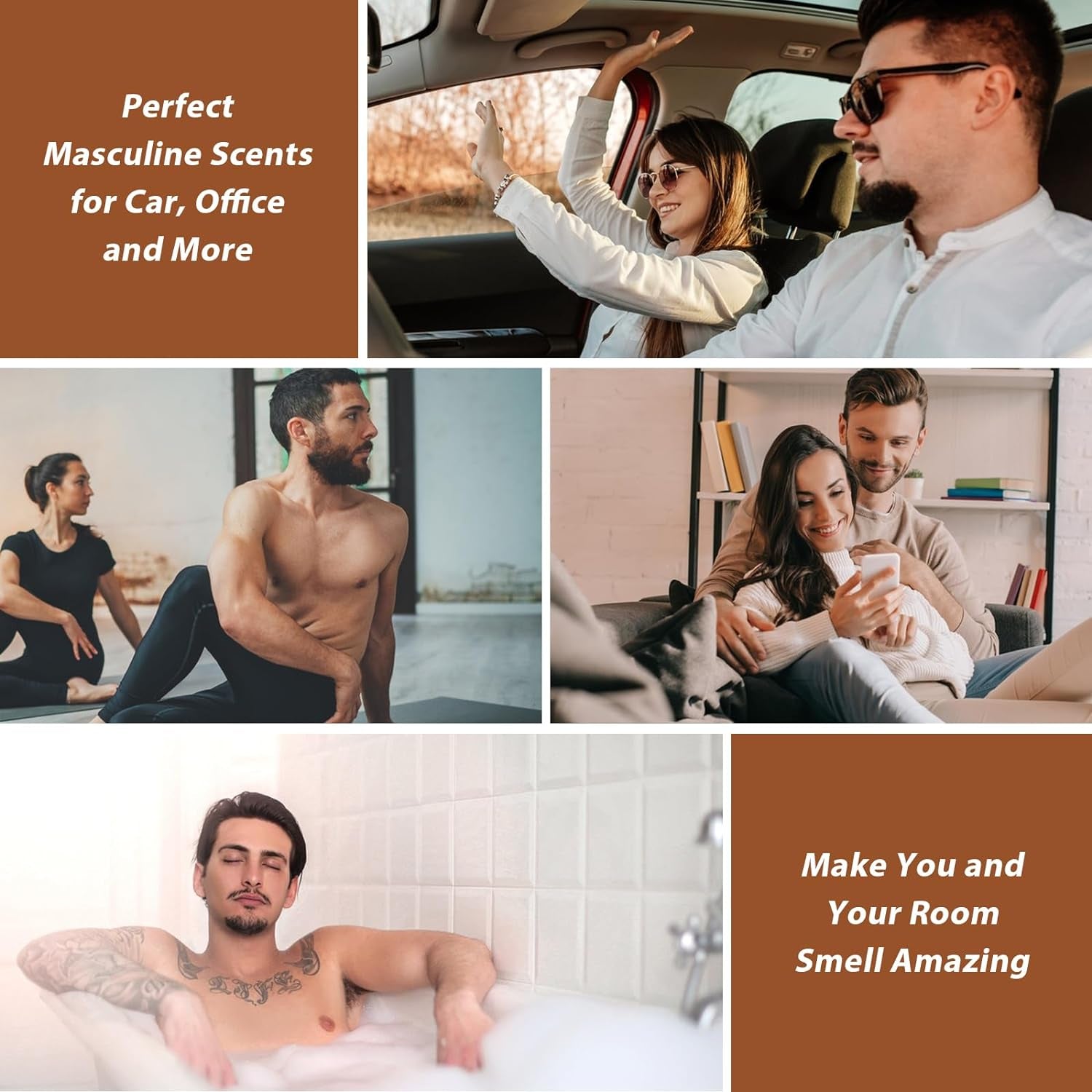 Fragrance Oil Gentlemen'S Set, Scented Oil for Candle Scents for Candle Making, Soap Making Scents, Diffuser Oils Scents | Leather, Sweet Tobacco, Teakwood, Bay Rum, Cedar, Sandalwood (6*10ML)