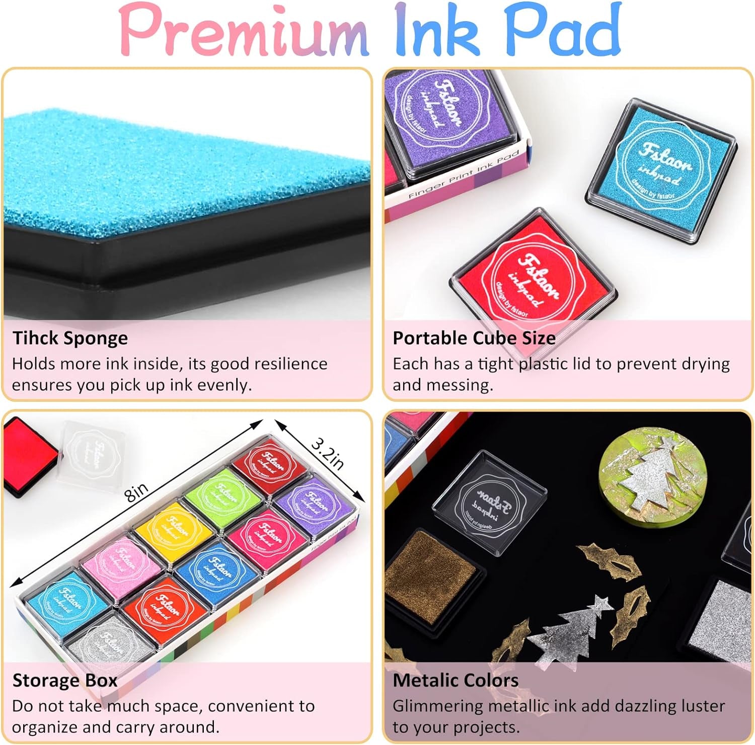 20 Colors Washable Ink Pads for Kids Rubber Stamps, Fingerprint Crafts Stamp Pad for Kids, Paper, Scrapbook, Fabric, Wood (Pack of 20)