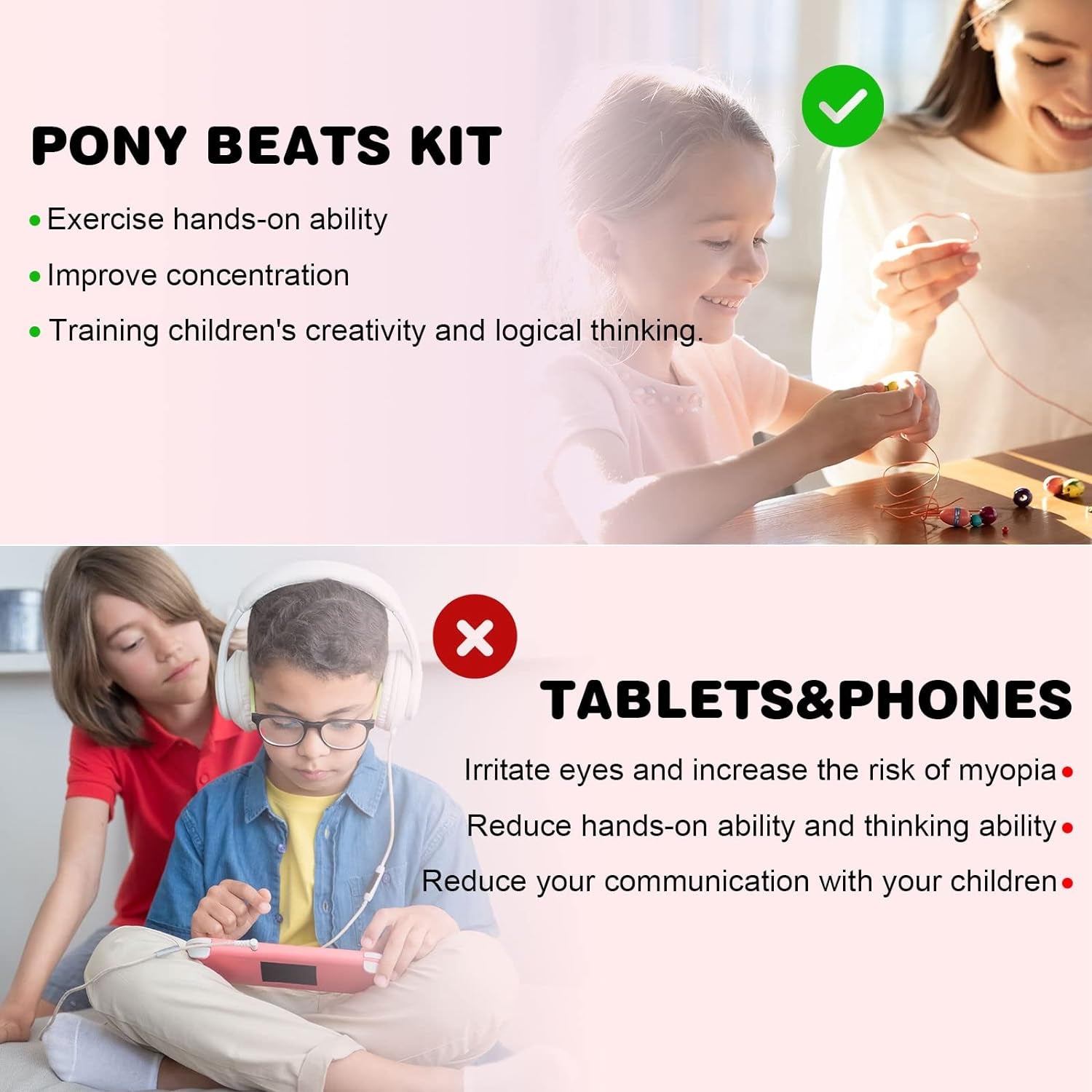 Bracelet Making Kit, Beads for Bracelets Making Pony Beads Polymer Clay Beads Smile Face Beads Letter Beads for Jewelry Making, DIY Arts and Crafts Gifts Toys for Girls Age 6-12