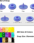 Plastic Snaps with Snap Pliers, 460 Sets 24-Colors Snap Buttons for Sewing, Snap Fasteners Kit for Sewing, Clothing, Crafting