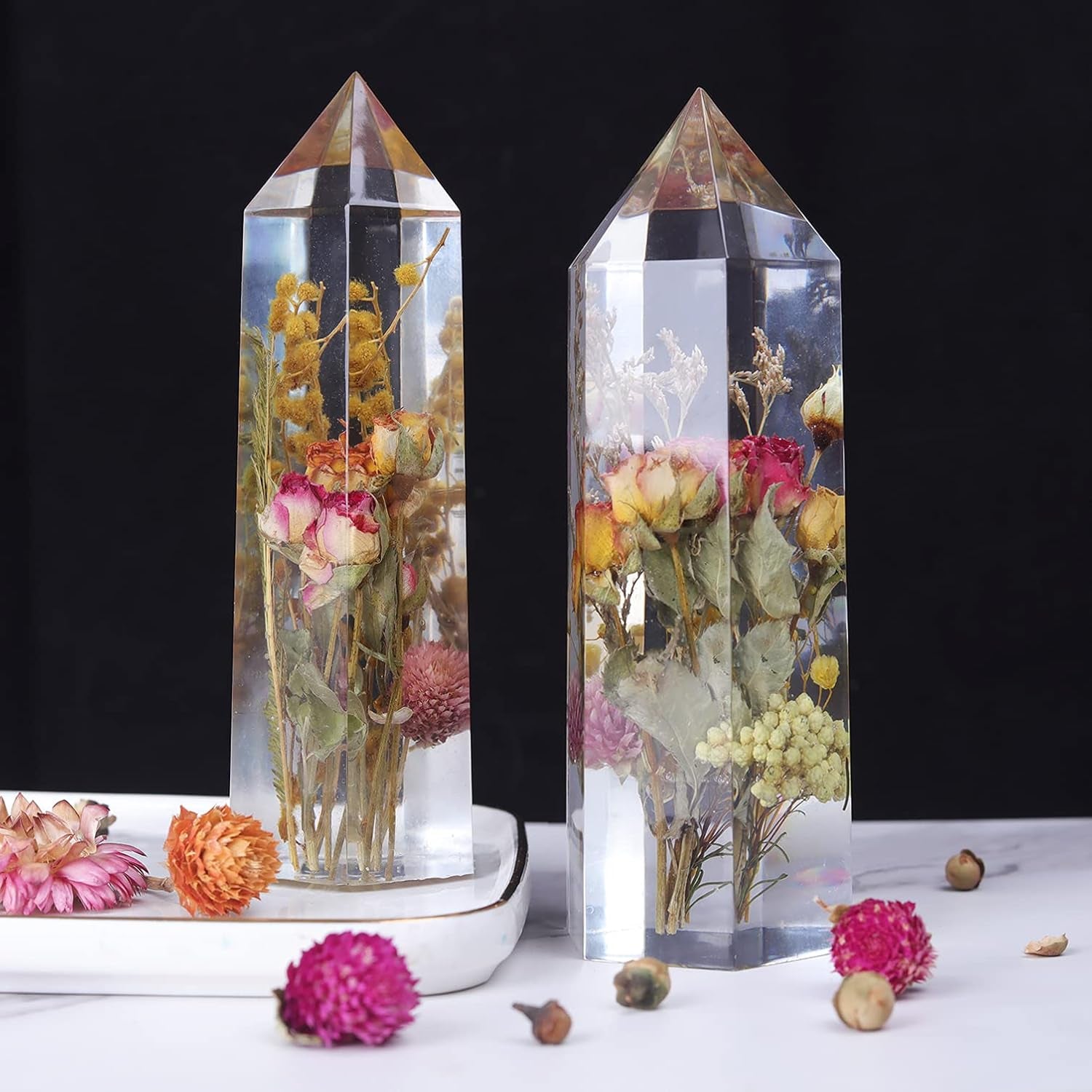 Crystal Tower Resin Molds, Large Point Silicone Molds for Resin, 3 Different Sizes Epoxy Resin Molds for DIY Flower Preservation, Faux Quartz Healing Crystal, Home Decors